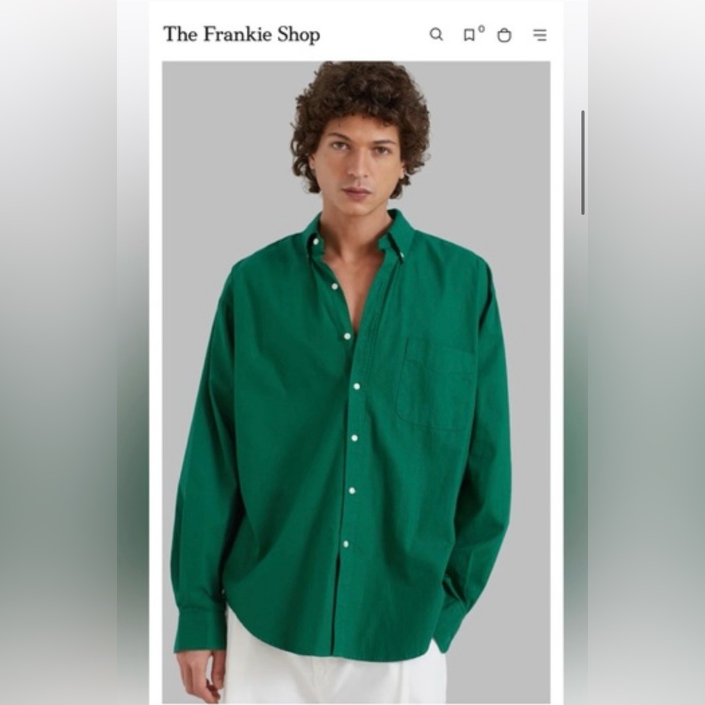 The Frankie Shop Green Sinclair Casual Button Down Shirt One Size